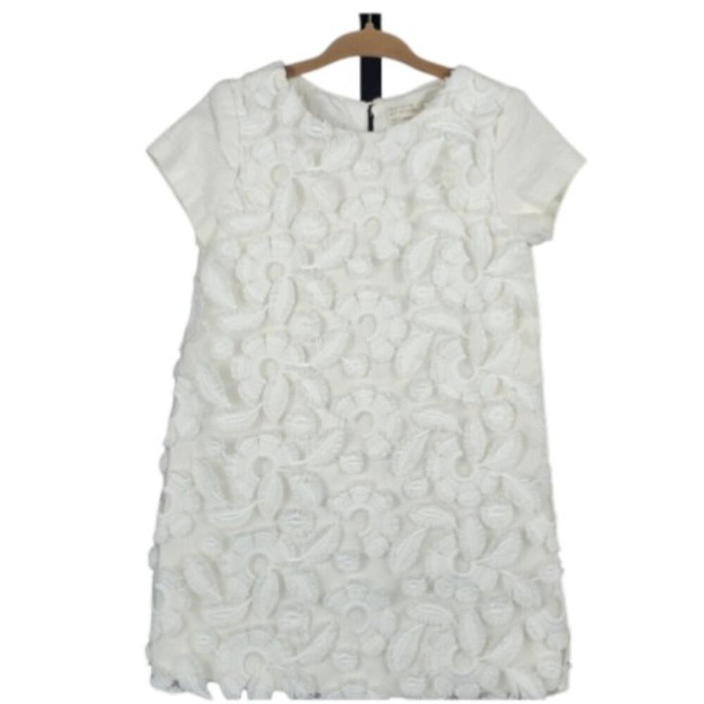 Zara Girl embroidered tulle dress cream white size 4